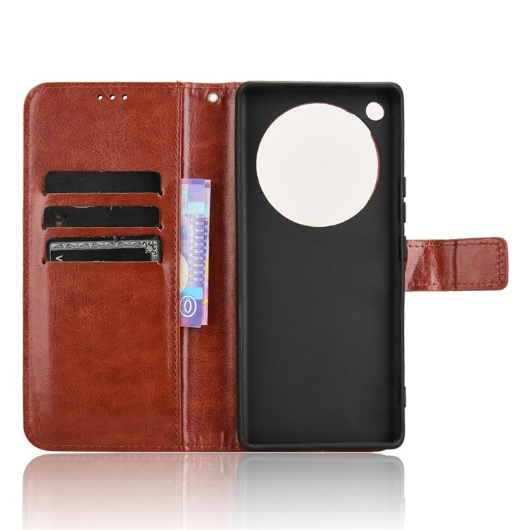 For Infinix Zero 40 5G X6861 Case Crazy Horse Texture PU Leather Phone Wallet Cover - Brown