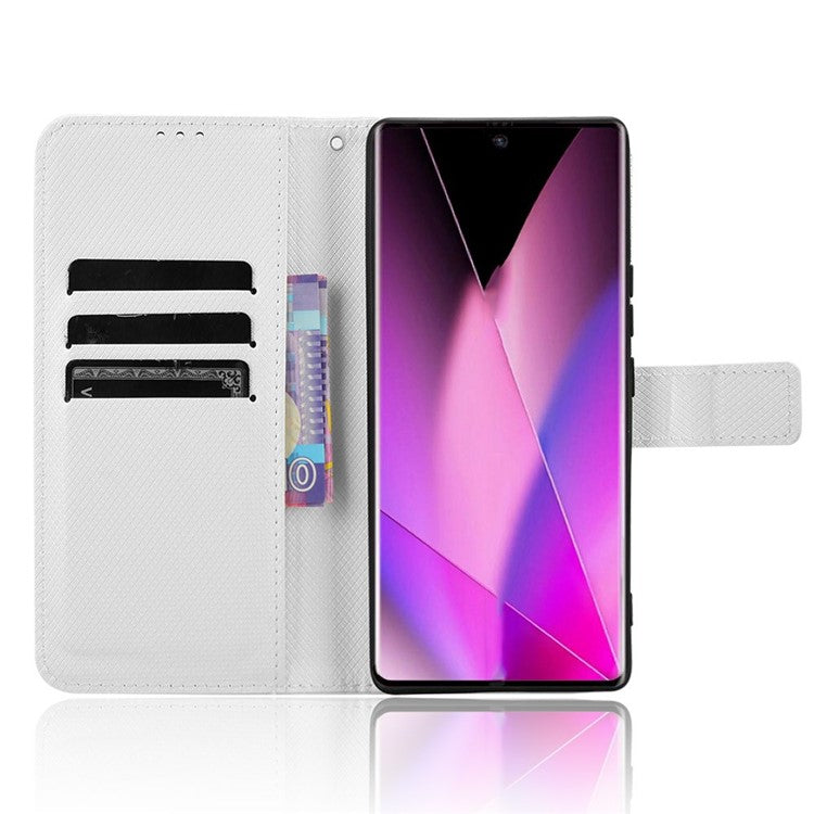 For Infinix Zero 40 5G X6861 Case PU Leather Diamond Texture Wallet Phone Cover - White