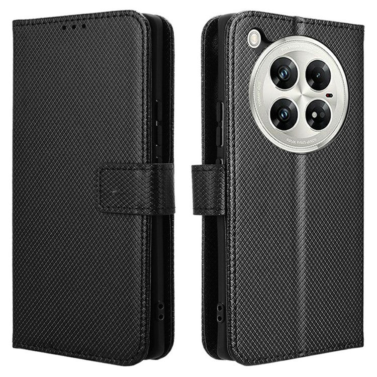 For Infinix Zero 40 5G X6861 Case PU Leather Diamond Texture Wallet Phone Cover - Black