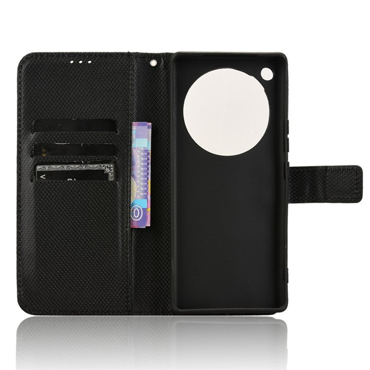 For Infinix Zero 40 5G X6861 Case PU Leather Diamond Texture Wallet Phone Cover - Black