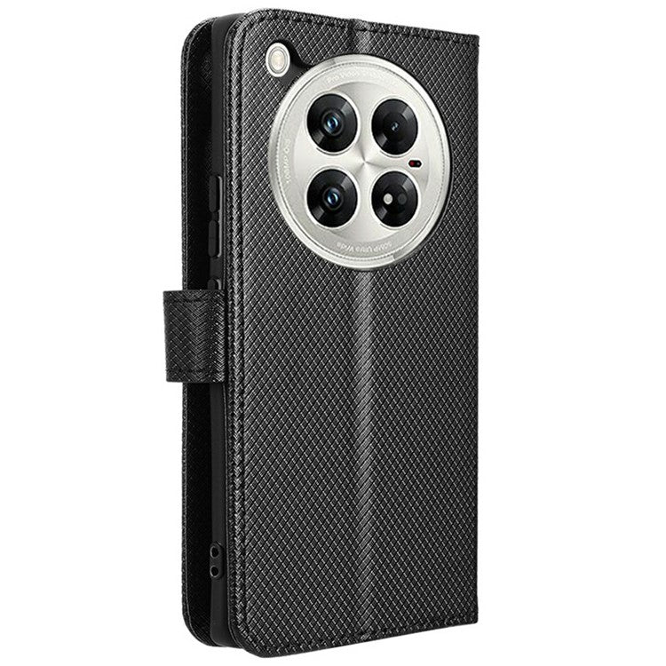 For Infinix Zero 40 5G X6861 Case PU Leather Diamond Texture Wallet Phone Cover - Black