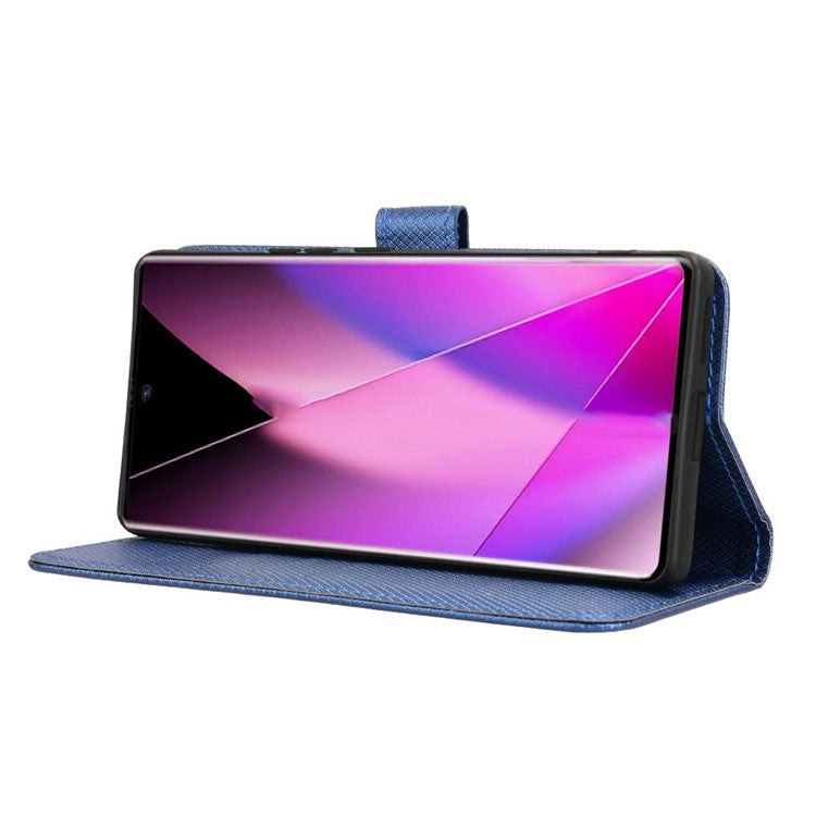 For Infinix Zero 40 5G X6861 Case PU Leather Diamond Texture Wallet Phone Cover - Blue