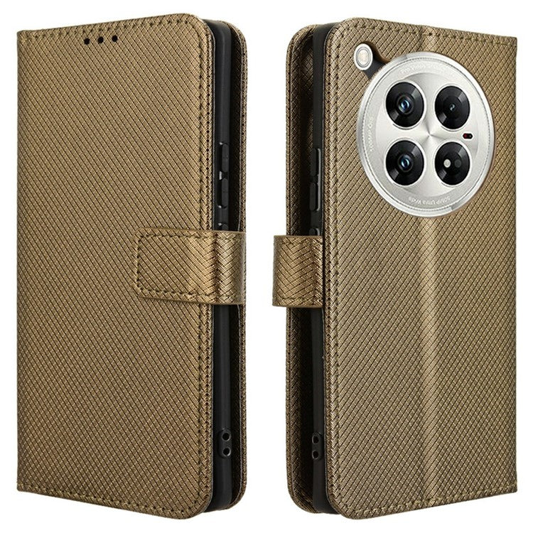For Infinix Zero 40 5G X6861 Case PU Leather Diamond Texture Wallet Phone Cover - Brown