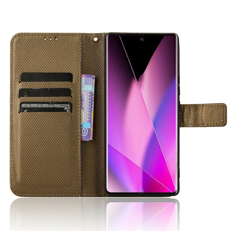 For Infinix Zero 40 5G X6861 Case PU Leather Diamond Texture Wallet Phone Cover - Brown