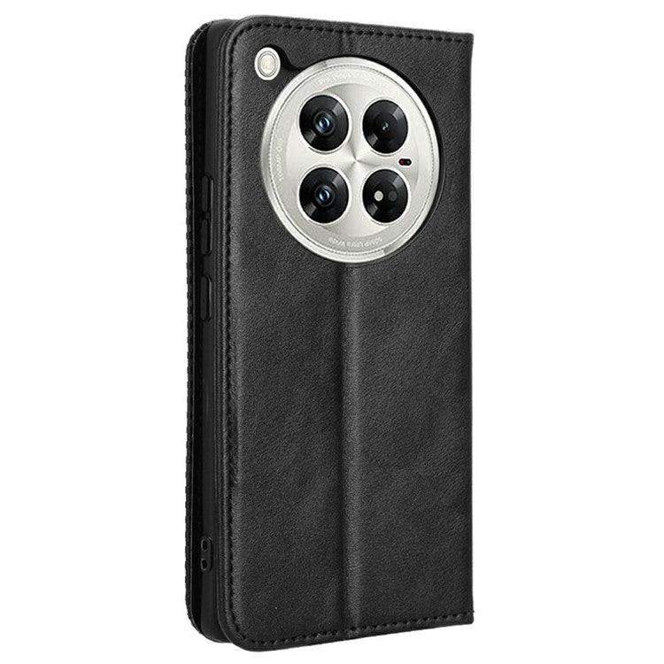 For Infinix Zero 40 5G X6861 Leather Case Wallet Stand Retro Texture Phone Cover - Black