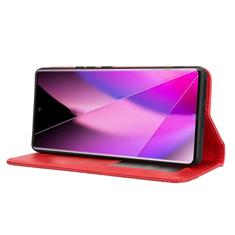 For Infinix Zero 40 5G X6861 Leather Case Wallet Stand Retro Texture Phone Cover - Red