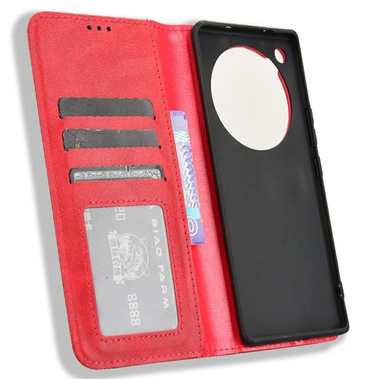 For Infinix Zero 40 5G X6861 Leather Case Wallet Stand Retro Texture Phone Cover - Red