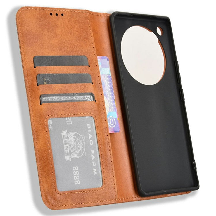 For Infinix Zero 40 5G X6861 Leather Case Wallet Stand Retro Texture Phone Cover - Brown
