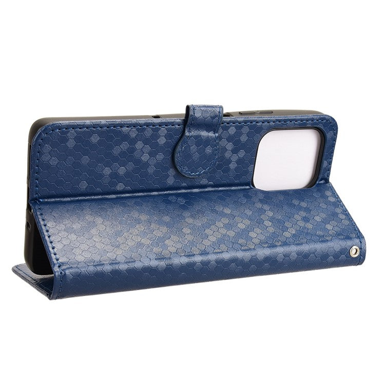 For Motorola Moto G75 5G Wallet Case Dot Pattern Imprint PU Leather Phone Cover - Dark Blue