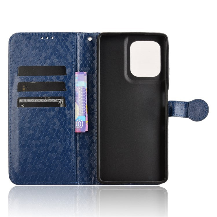 For Motorola Moto G75 5G Wallet Case Dot Pattern Imprint PU Leather Phone Cover - Dark Blue