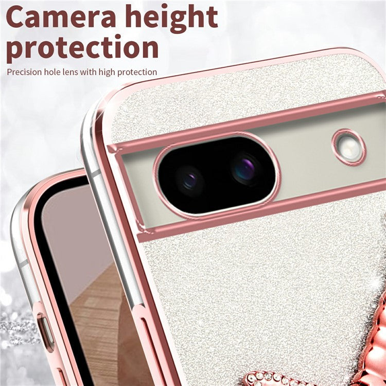 KADEM For Google Pixel 8a Case Dragonfly Kickstand TPU Flowers Glitter Phone Cover - Pink