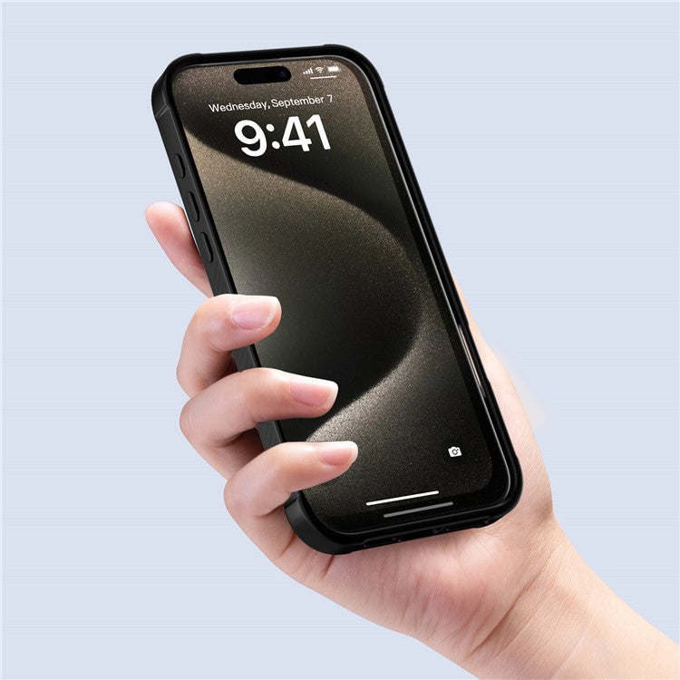 GW20 For iPhone 16 Pro Case Compatible with MagSafe Skin-Touch TPU+PC Kickstand Phone Cover - Black