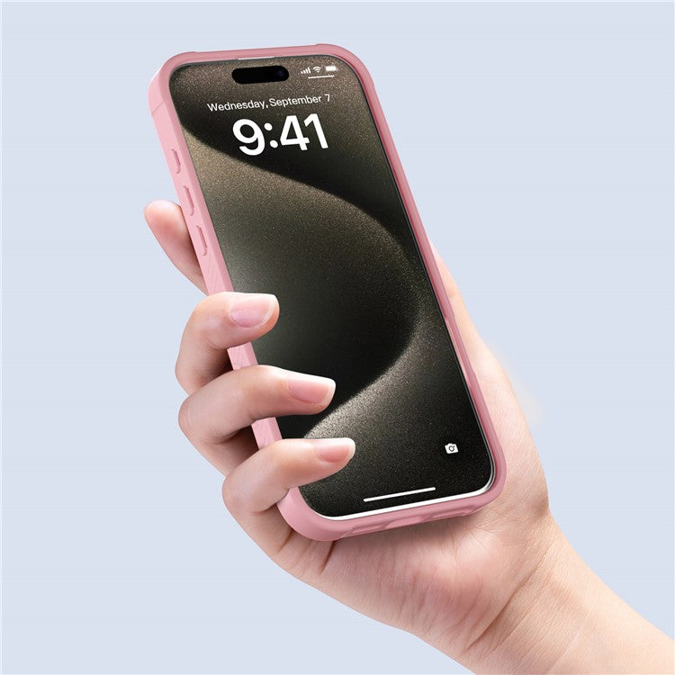 GW20 For iPhone 16 Pro Case Compatible with MagSafe Skin-Touch TPU+PC Kickstand Phone Cover - Light Pink
