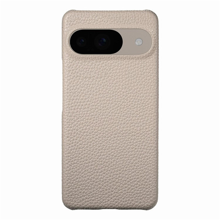 For Google Pixel 9 Pro / Pixel 9 Back Case Litchi Texture PU Leather PC Hard Cover - Khaki