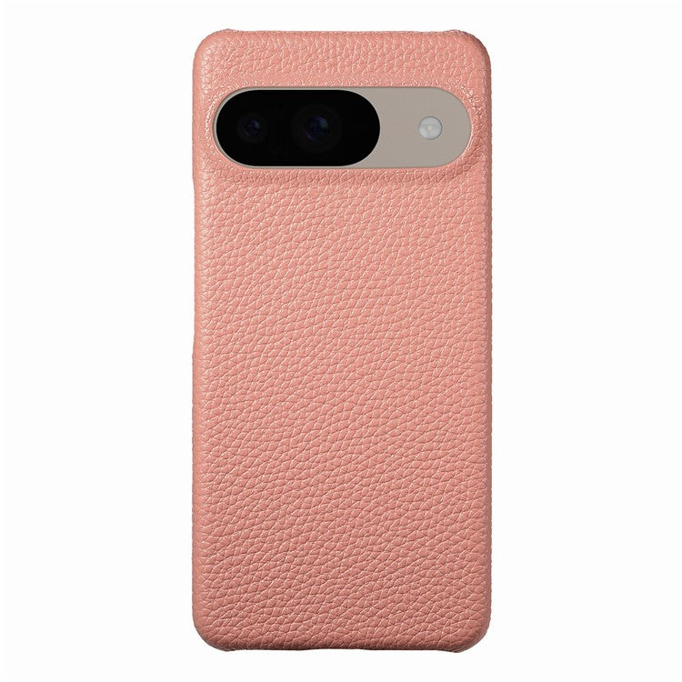 For Google Pixel 9 Pro / Pixel 9 Back Case Litchi Texture PU Leather PC Hard Cover - Pink