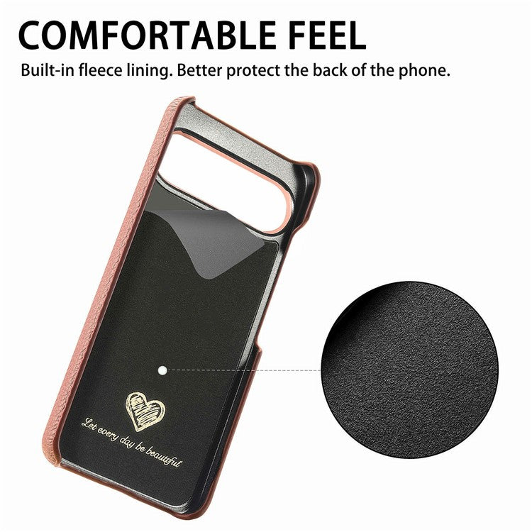 For Google Pixel 9 Pro / Pixel 9 Back Case Litchi Texture PU Leather PC Hard Cover - Pink