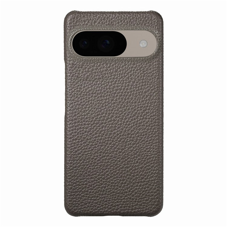 For Google Pixel 9 Pro / Pixel 9 Back Case Litchi Texture PU Leather PC Hard Cover - Grey