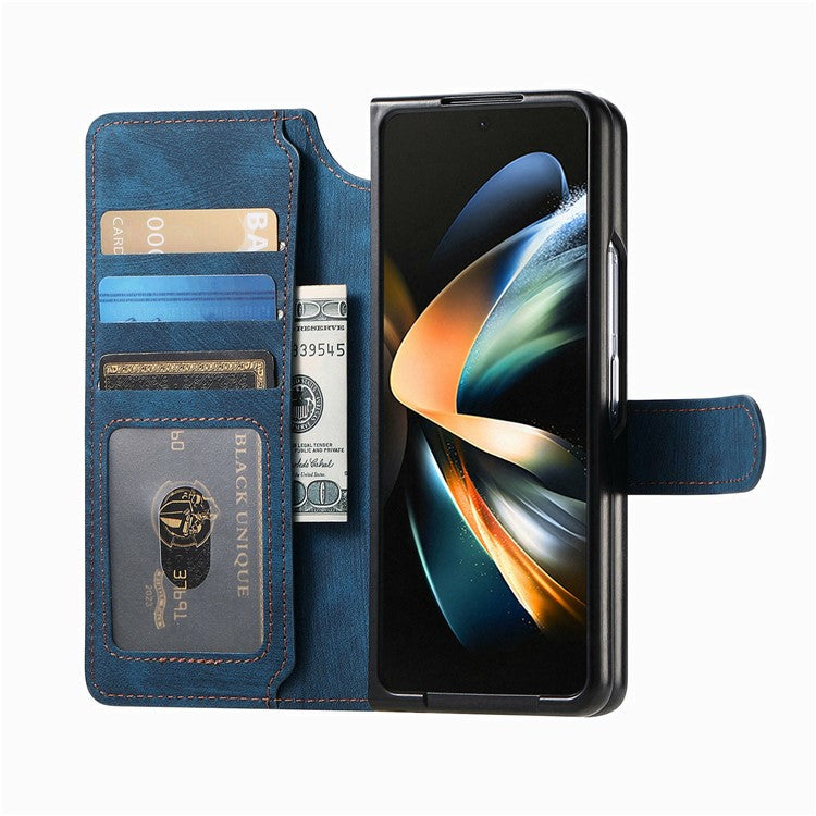 CASENEO For Samsung Galaxy Z Fold3 5G Leather Case 2-in-1 Magnetic Detachable Wallet Phone Cover - Blue