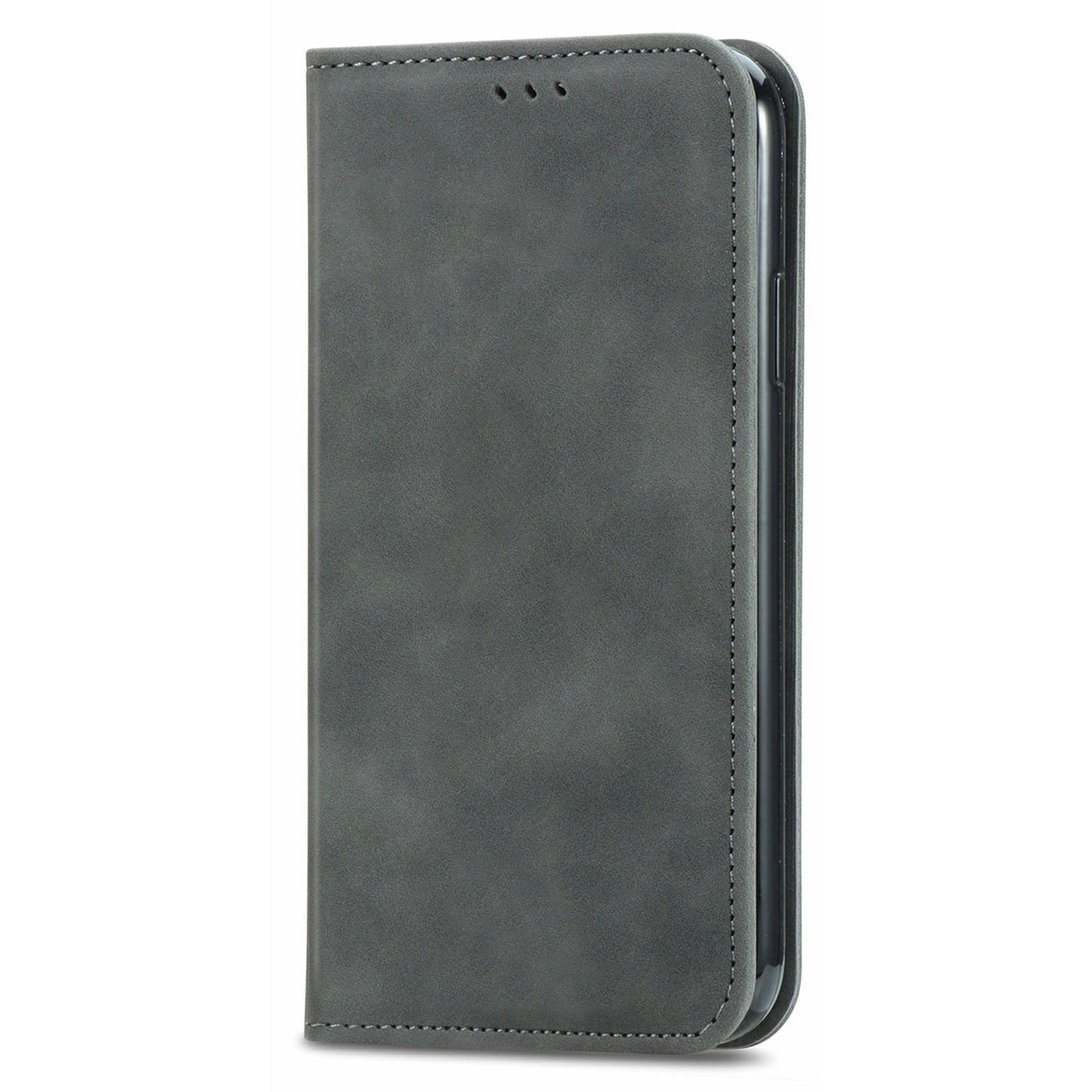 For Oppo F27 5G Case Skin Touch Feeling Card Slot Leather Phone Cover Stand Magnetic Absorption - Grey