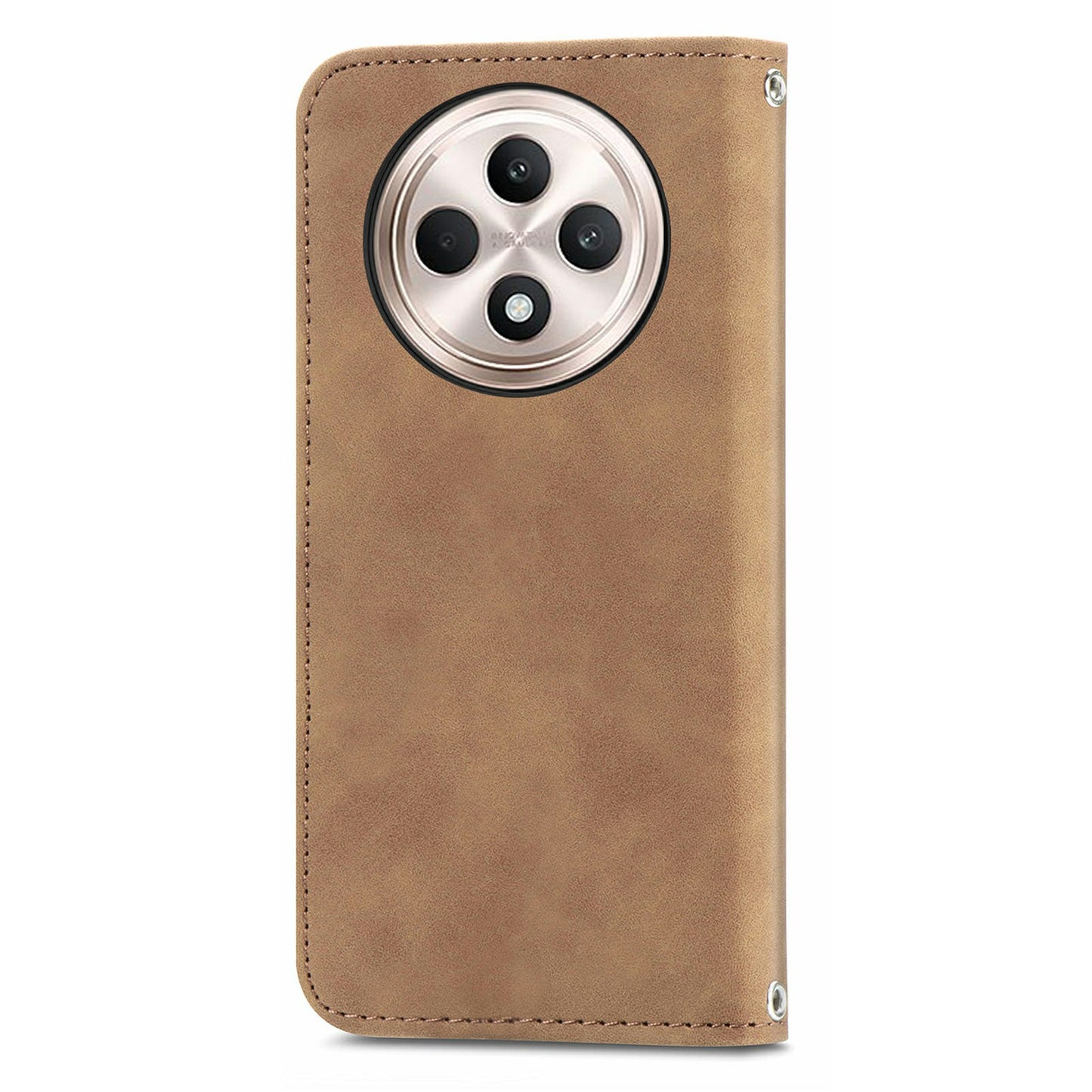 For Oppo F27 5G Case Skin Touch Feeling Card Slot Leather Phone Cover Stand Magnetic Absorption - Brown