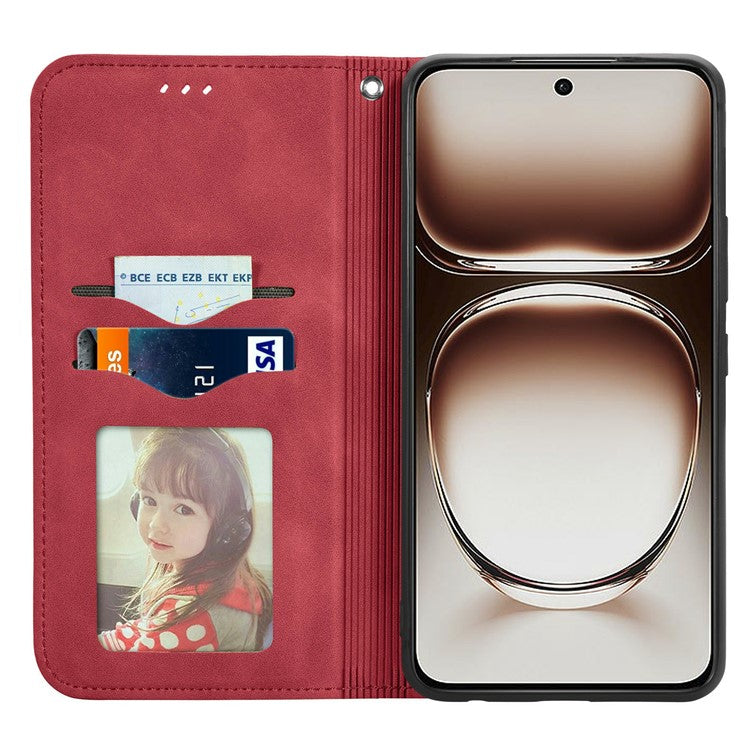 For Motorola Edge 50 Neo 5G / Moto S50 5G / Thinkphone 25 5G Case Skin Touch Feeling Card Slot Leather Phone Cover Stand Magnetic Absorption - Red