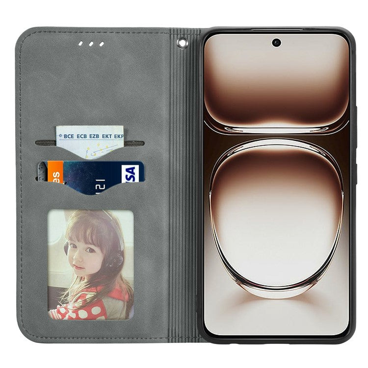 For Motorola Edge 50 Neo 5G / Moto S50 5G / Thinkphone 25 5G Case Skin Touch Feeling Card Slot Leather Phone Cover Stand Magnetic Absorption - Grey