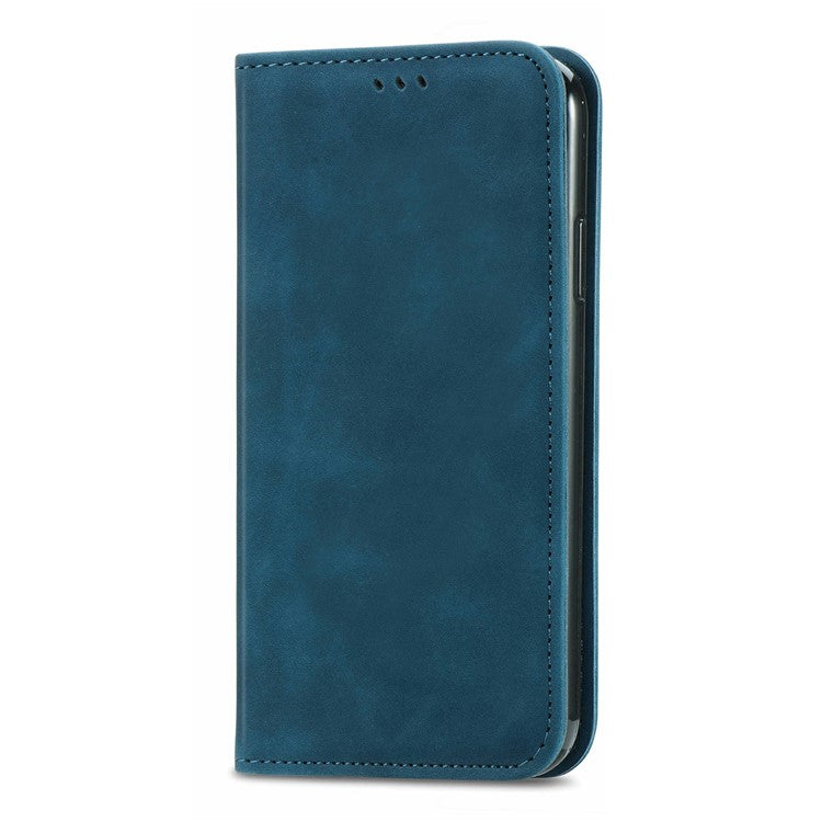 For Motorola Edge 50 Neo 5G / Moto S50 5G / Thinkphone 25 5G Case Skin Touch Feeling Card Slot Leather Phone Cover Stand Magnetic Absorption - Dark Blue