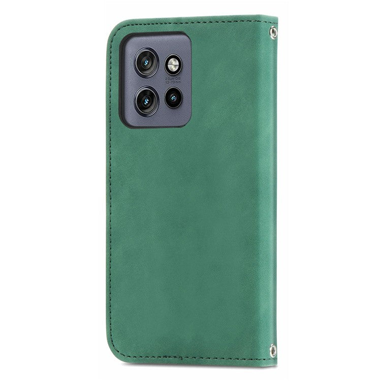 For Motorola Edge 50 Neo 5G / Moto S50 5G / Thinkphone 25 5G Case Skin Touch Feeling Card Slot Leather Phone Cover Stand Magnetic Absorption - Green