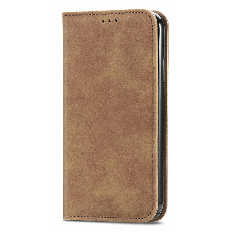 For Motorola Edge 50 Neo 5G / Moto S50 5G / Thinkphone 25 5G Case Skin Touch Feeling Card Slot Leather Phone Cover Stand Magnetic Absorption - Brown