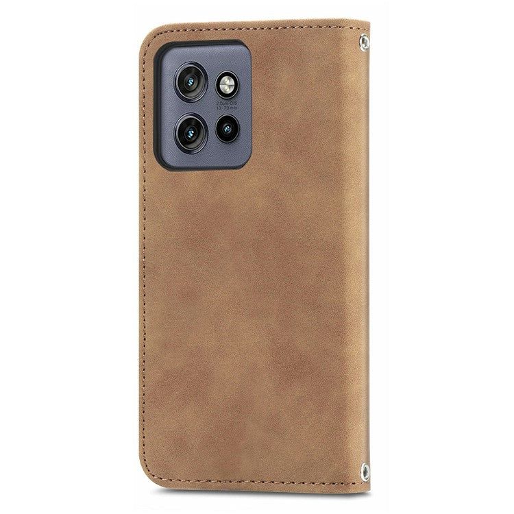 For Motorola Edge 50 Neo 5G / Moto S50 5G / Thinkphone 25 5G Case Skin Touch Feeling Card Slot Leather Phone Cover Stand Magnetic Absorption - Brown