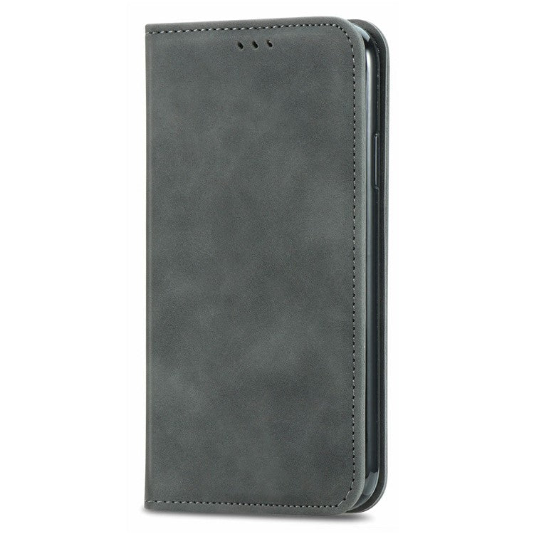 For Google Pixel 9 Pro XL Case Skin Touch Feeling Card Slot Leather Phone Cover Stand Magnetic Absorption - Grey