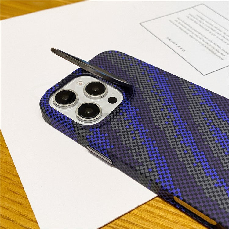 For iPhone 16 Pro Case Compatible with MagSafe Flame Pattern Hard PC Phone Cover with Lens Frame Kickstand - Blue