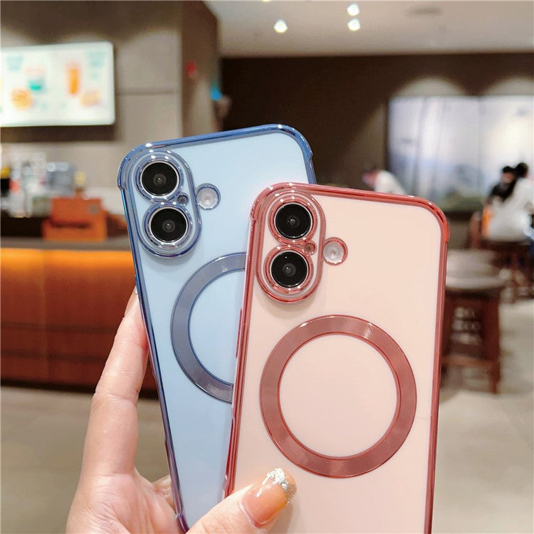 For iPhone 16 Case Compatible with MagSafe Electroplating TPU Phone Cover - Ivory White