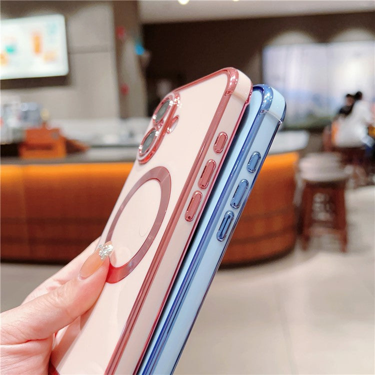 For iPhone 16 Case Compatible with MagSafe Electroplating TPU Phone Cover - Ivory White