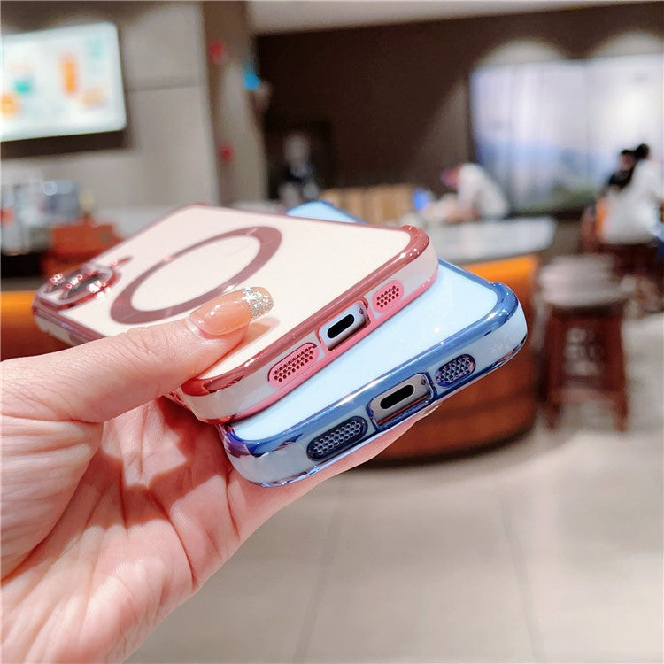 For iPhone 16 Case Compatible with MagSafe Electroplating TPU Phone Cover - Ivory White