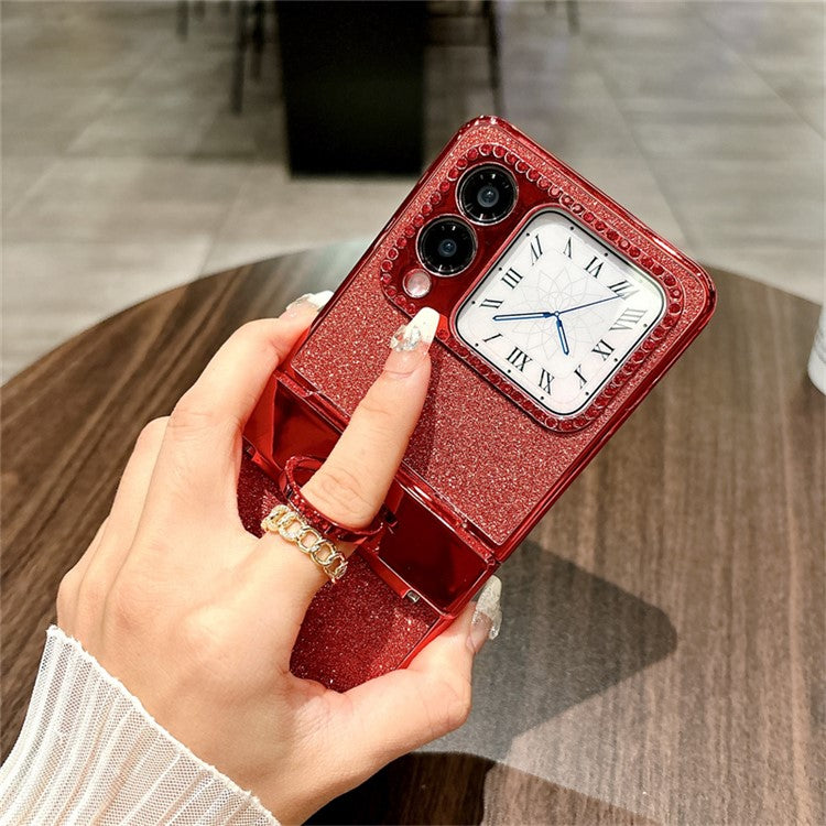 For Huawei nova Flip 5G Case Sparkling Glitter Ring Holder Hinge PC Phone Cover