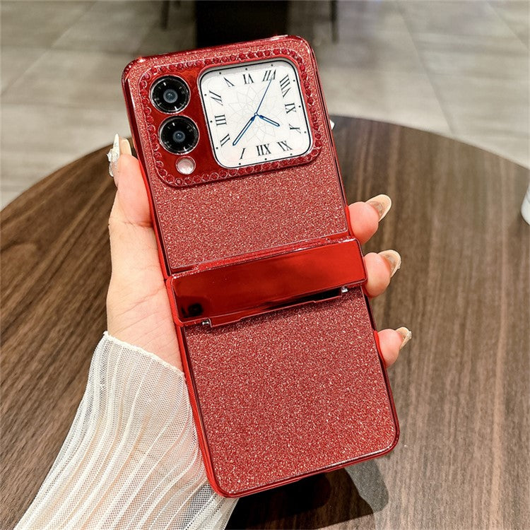 For Huawei nova Flip 5G Case Sparkling Glitter Ring Holder Hinge PC Phone Cover