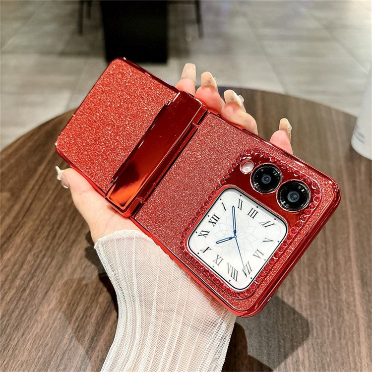 For Huawei nova Flip 5G Case Sparkling Glitter Ring Holder Hinge PC Phone Cover