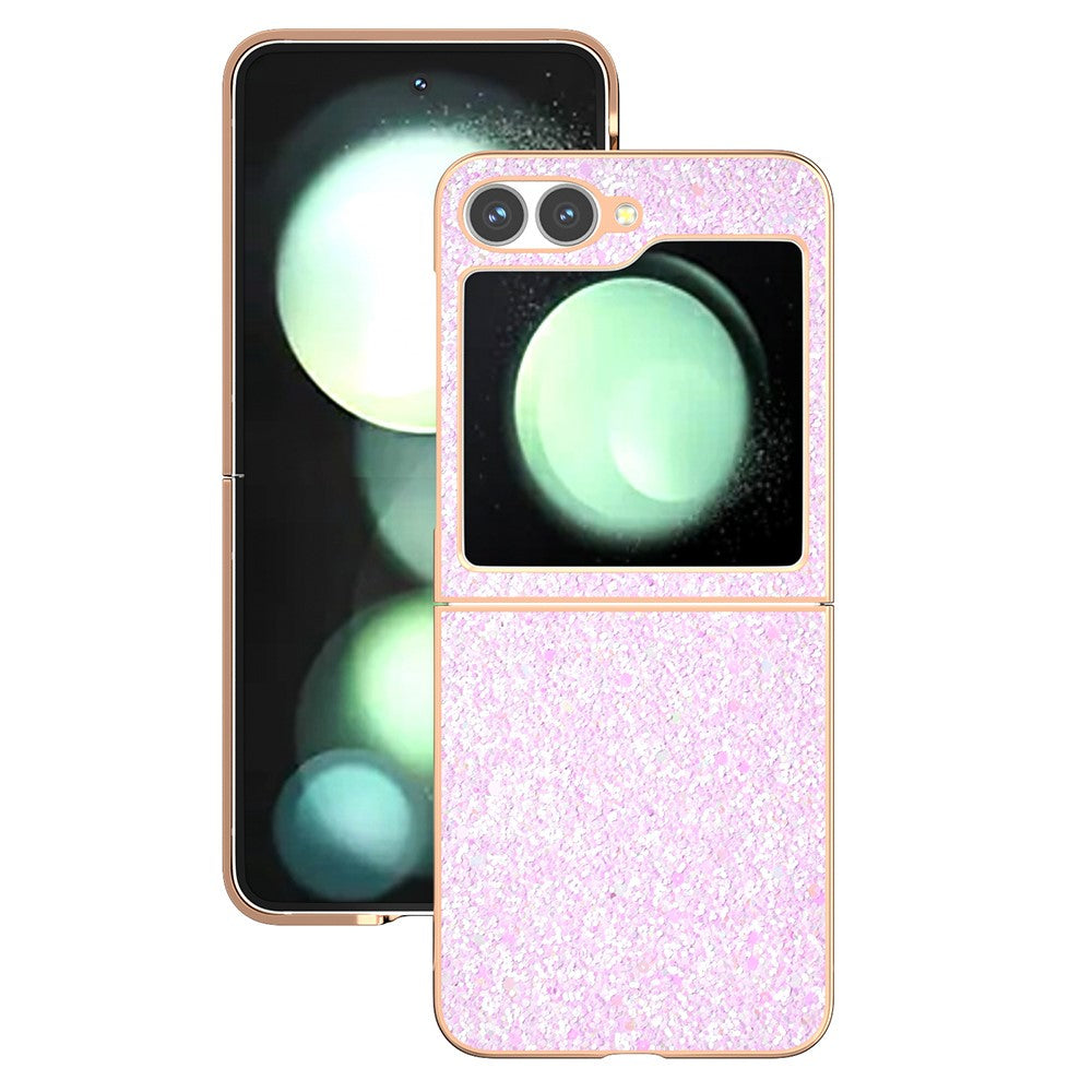 For Samsung Galaxy Z Flip7 FE 5G / Z Flip6 5G Case Electroplating Phone Cover Colored Glitter Design PU+TPU Protective Case - Gradient Pink