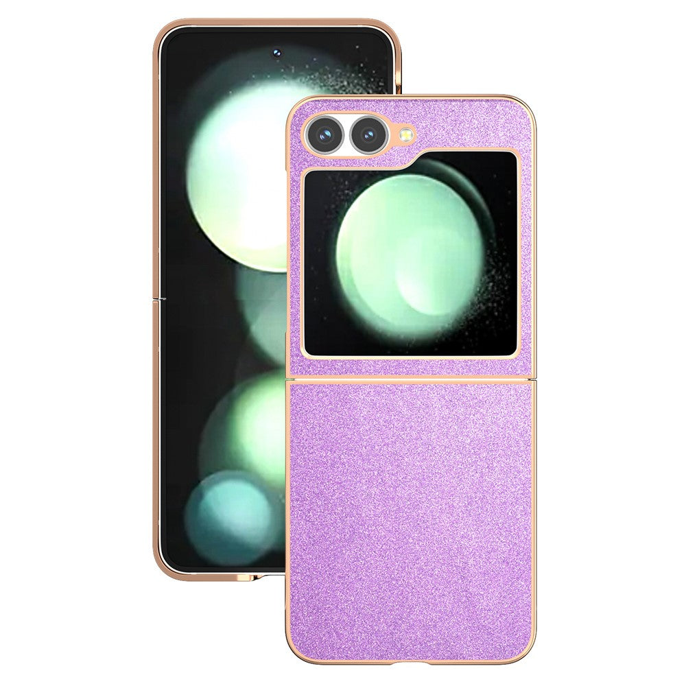 For Samsung Galaxy Z Flip7 FE 5G / Z Flip6 5G Case Electroplating Phone Cover Glitter Surface Design PU+TPU Protective Case - Purple