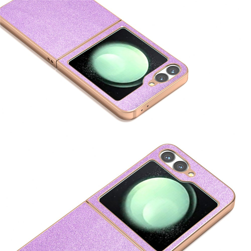 For Samsung Galaxy Z Flip7 FE 5G / Z Flip6 5G Case Electroplating Phone Cover Glitter Surface Design PU+TPU Protective Case - Purple