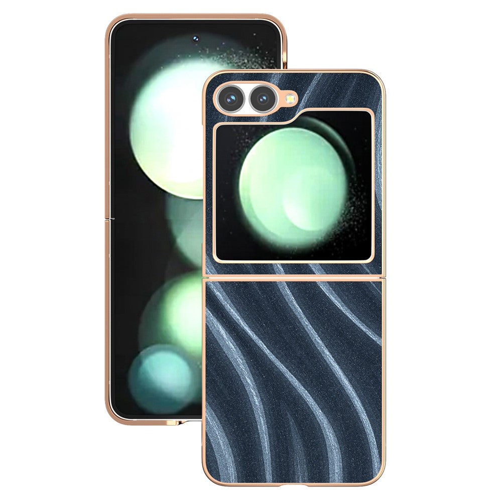 For Samsung Galaxy Z Flip7 FE 5G / Z Flip6 5G Case Electroplating Phone Cover Milky Way Pattern PU+TPU Protective Case - Blue