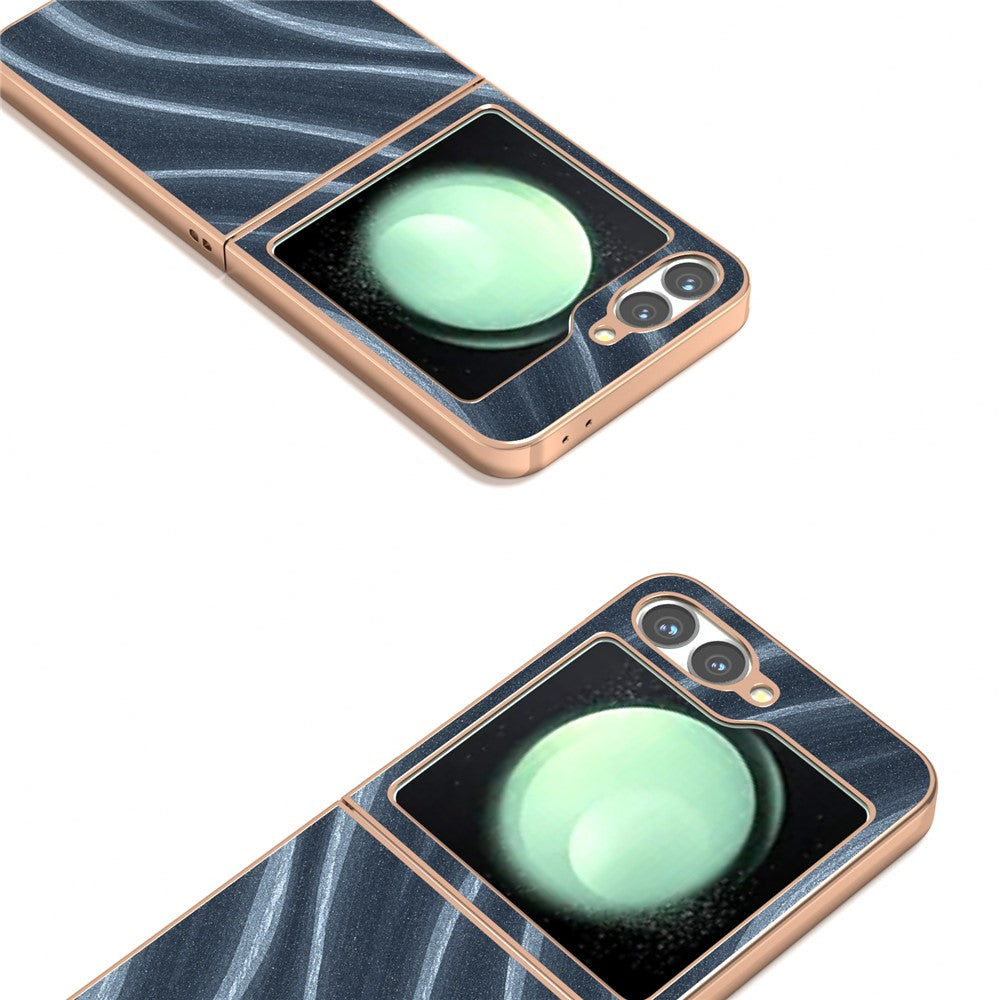 For Samsung Galaxy Z Flip7 FE 5G / Z Flip6 5G Case Electroplating Phone Cover Milky Way Pattern PU+TPU Protective Case - Blue