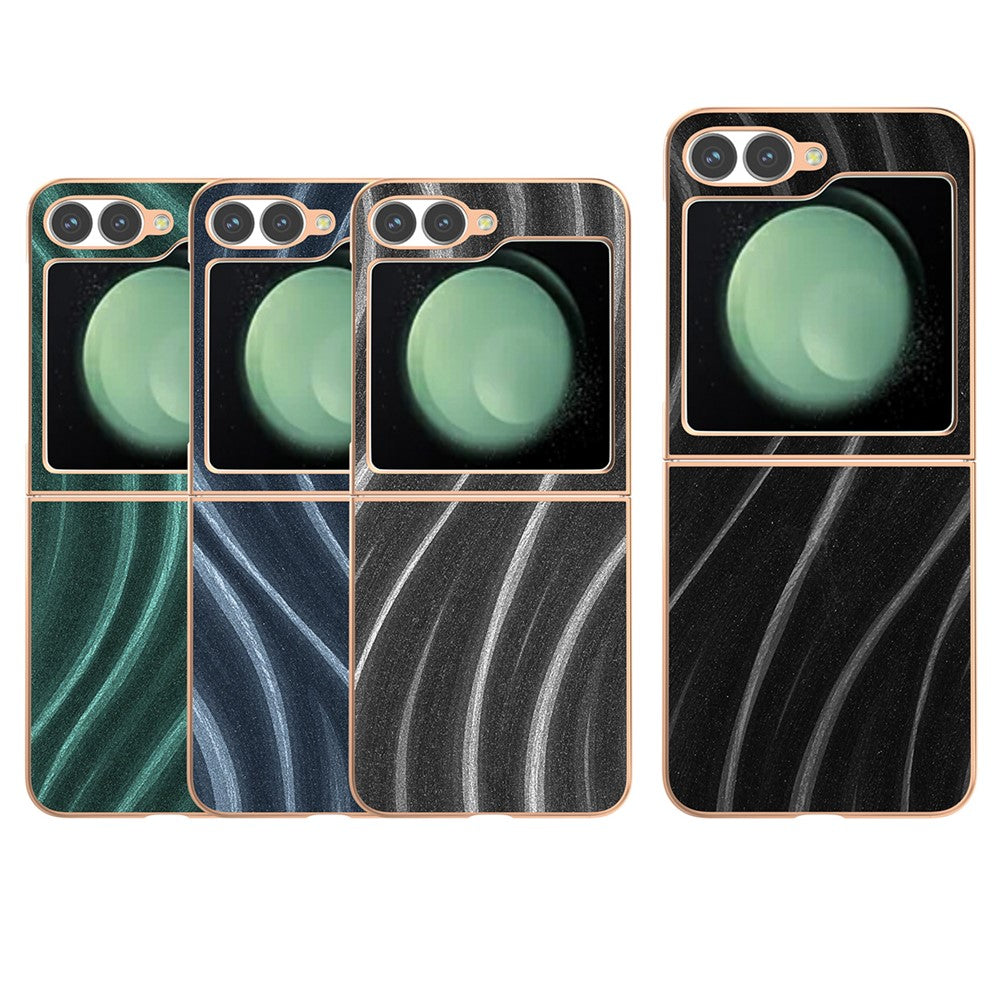 For Samsung Galaxy Z Flip7 FE 5G / Z Flip6 5G Case Electroplating Phone Cover Milky Way Pattern PU+TPU Protective Case - Blue