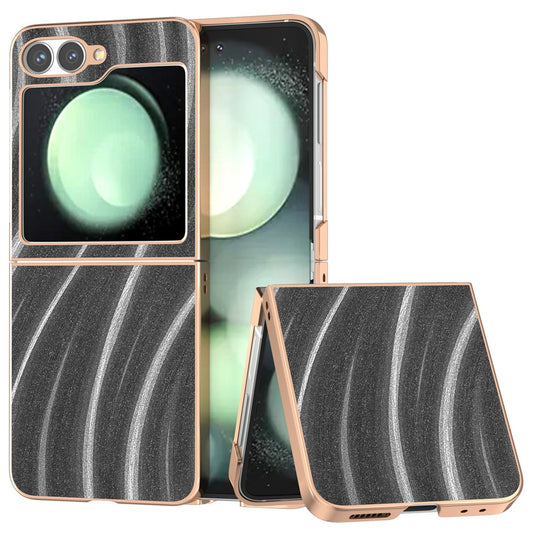 For Samsung Galaxy Z Flip7 FE 5G / Z Flip6 5G Case Electroplating Phone Cover Milky Way Pattern PU+TPU Protective Case - Grey