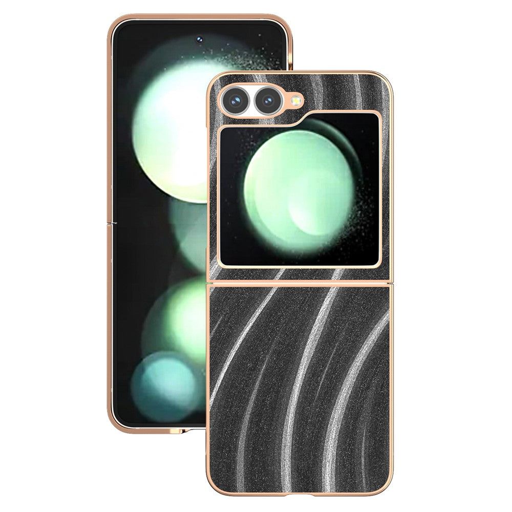 For Samsung Galaxy Z Flip7 FE 5G / Z Flip6 5G Case Electroplating Phone Cover Milky Way Pattern PU+TPU Protective Case - Grey