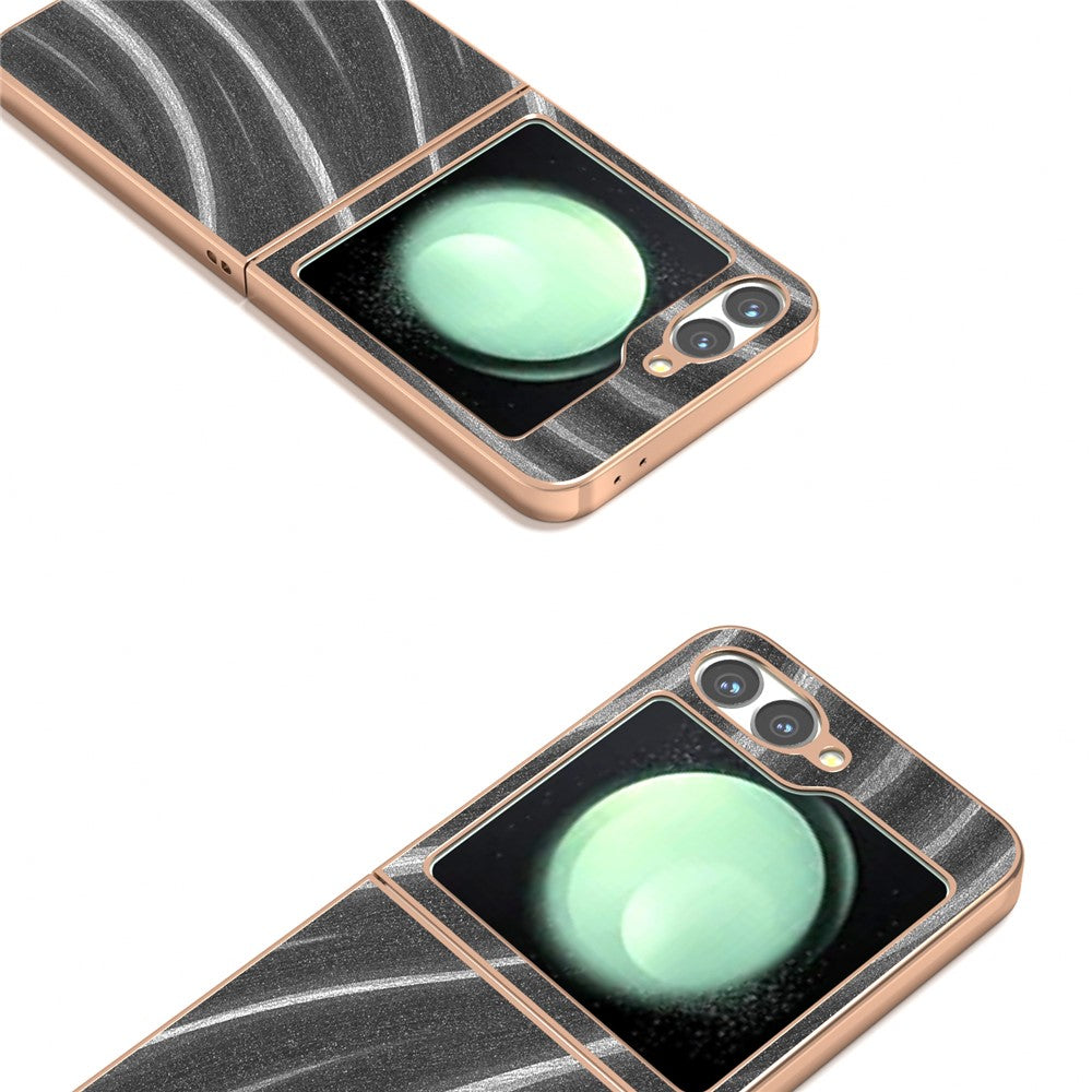 For Samsung Galaxy Z Flip7 FE 5G / Z Flip6 5G Case Electroplating Phone Cover Milky Way Pattern PU+TPU Protective Case - Grey