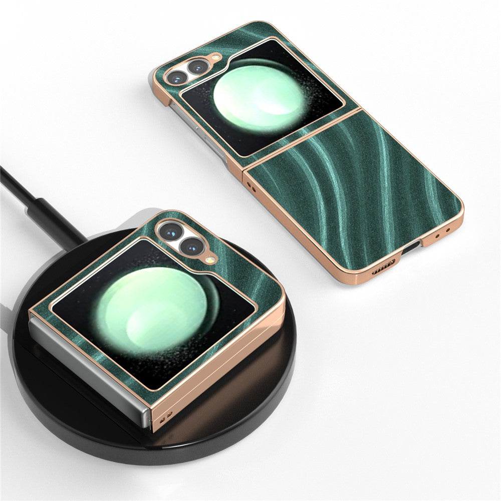 For Samsung Galaxy Z Flip7 FE 5G / Z Flip6 5G Case Electroplating Phone Cover Milky Way Pattern PU+TPU Protective Case - Green