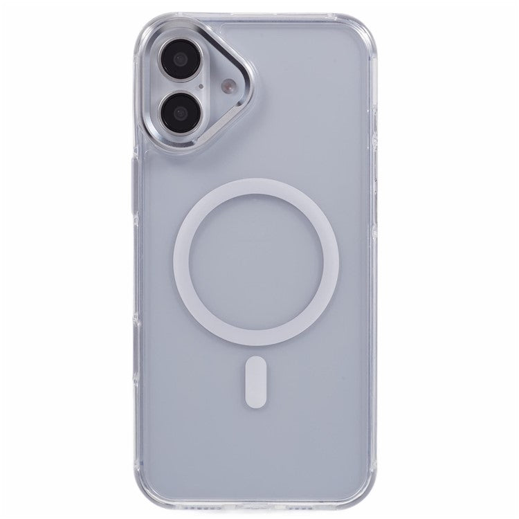For iPhone 16 Clear Case Compatible with MagSafe Four Corners Anti-Drop PC+TPU Phone Cover - White