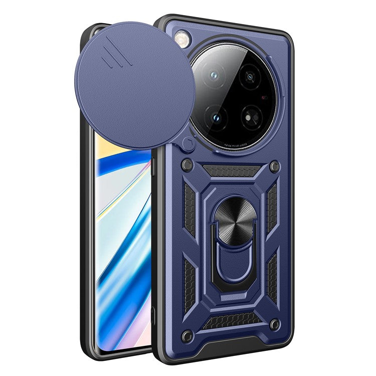 For Infinix Zero 40 5G Case with Slide Camera Lid PC+TPU Kickstand Phone Cover - Blue